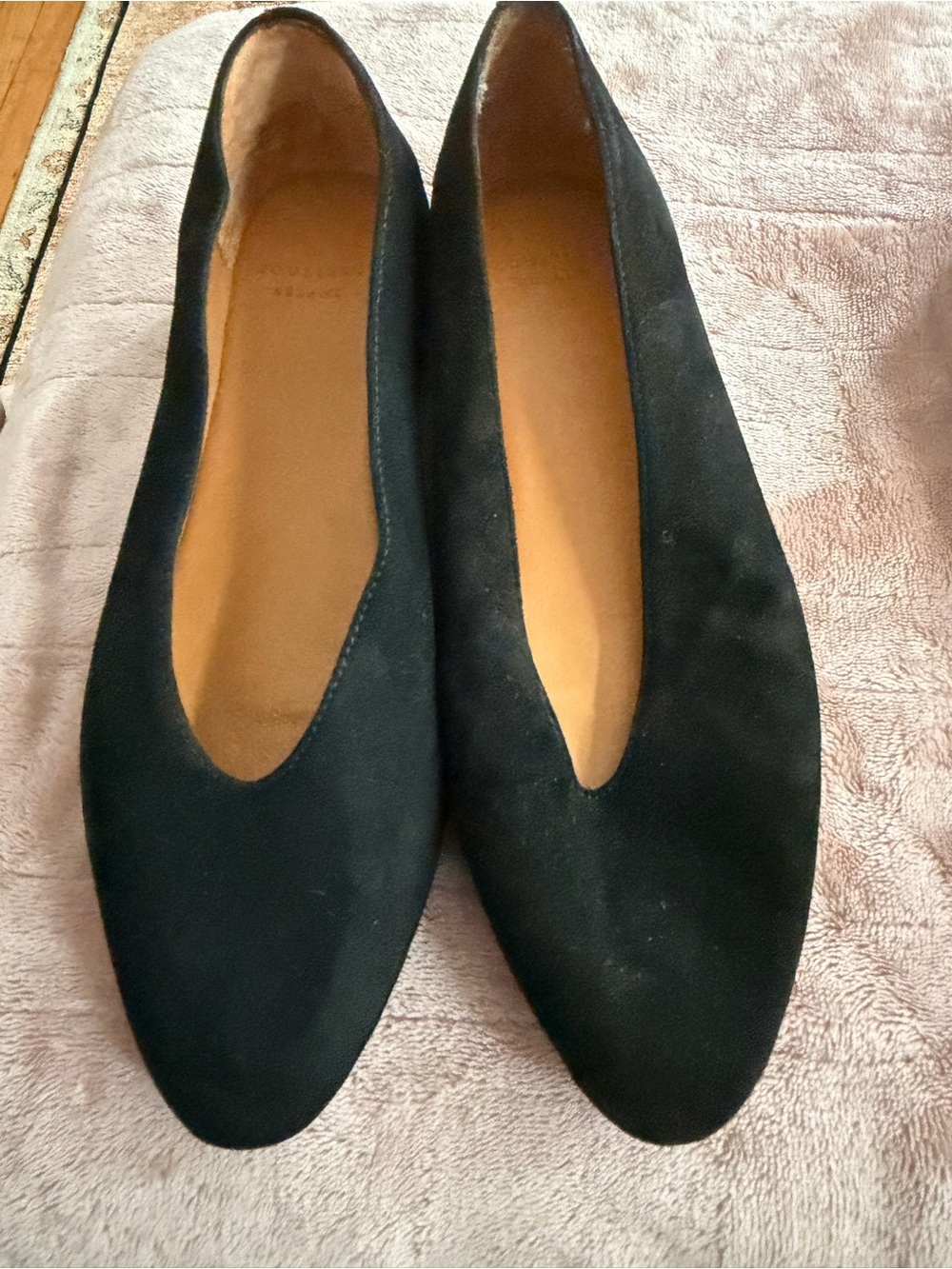 Sezane Black Suede Pointed Ballet Flats